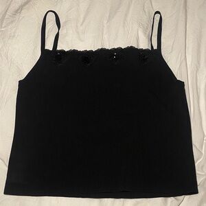 Willi Smith Black Cami with Lace Detail